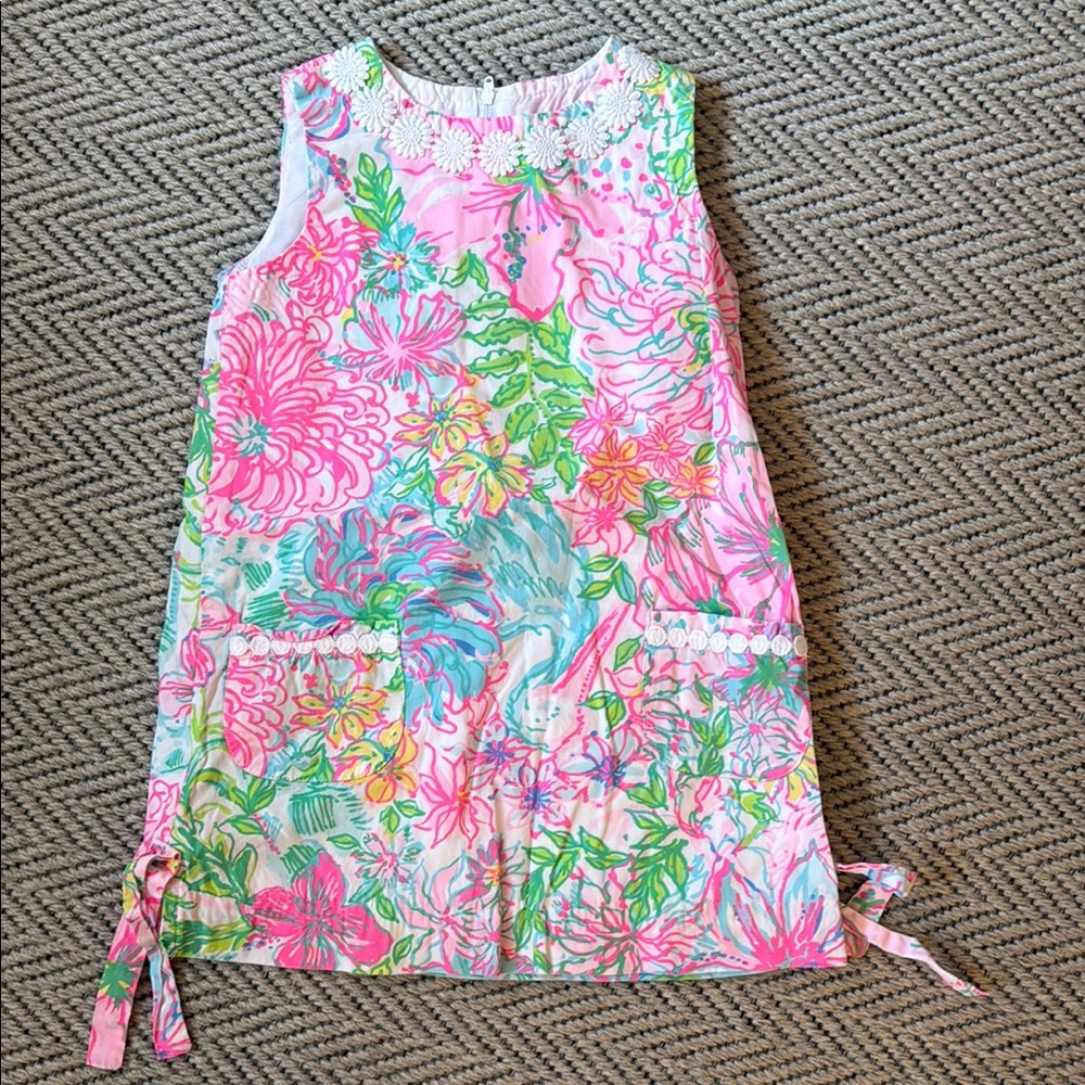 Lilly Pulitzer - Floral Sleeveless Shift Dress with Pockets - Pink Multicolor